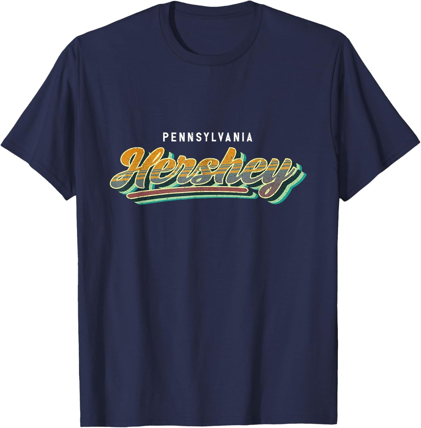 Hershey Pennsylvania Hometown Vintage Retro Typography T-Shirt - T-Shirt | Navy