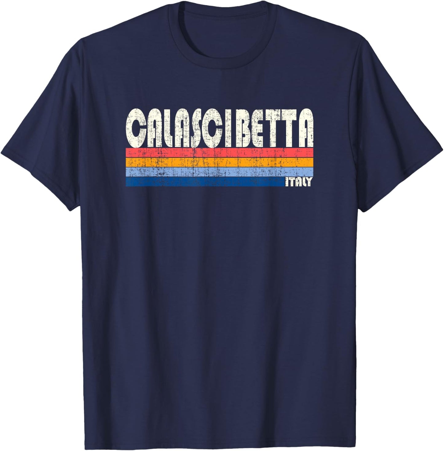 Retro Vintage 70s 80s Style Calascibetta, Italy T-Shirt - T-Shirt | Navy