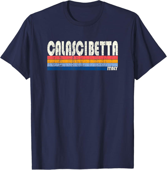 Retro Vintage 70s 80s Style Calascibetta, Italy T-Shirt - T-Shirt | Navy