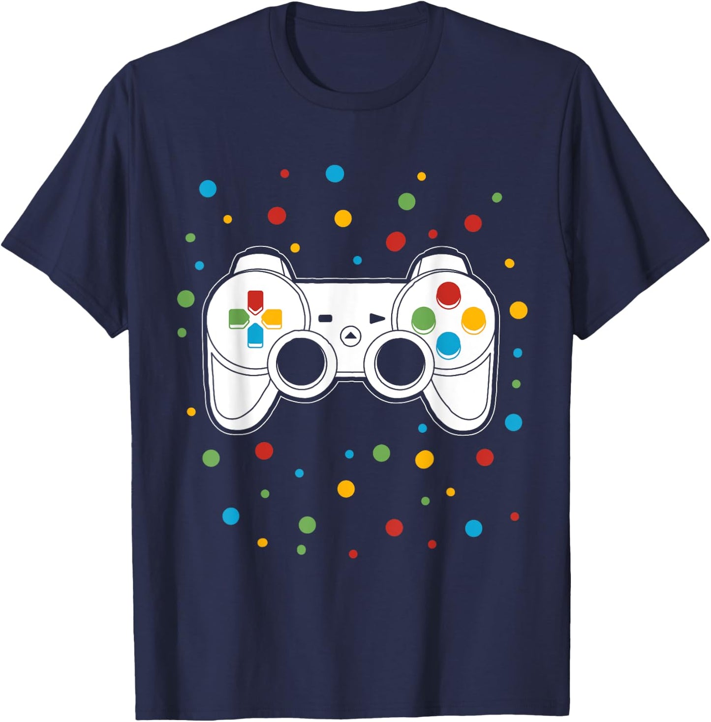 Dot Video Game Gamer Colorful Polka Dot Boy Kid Teen Youth T-Shirt - T-Shirt | Navy