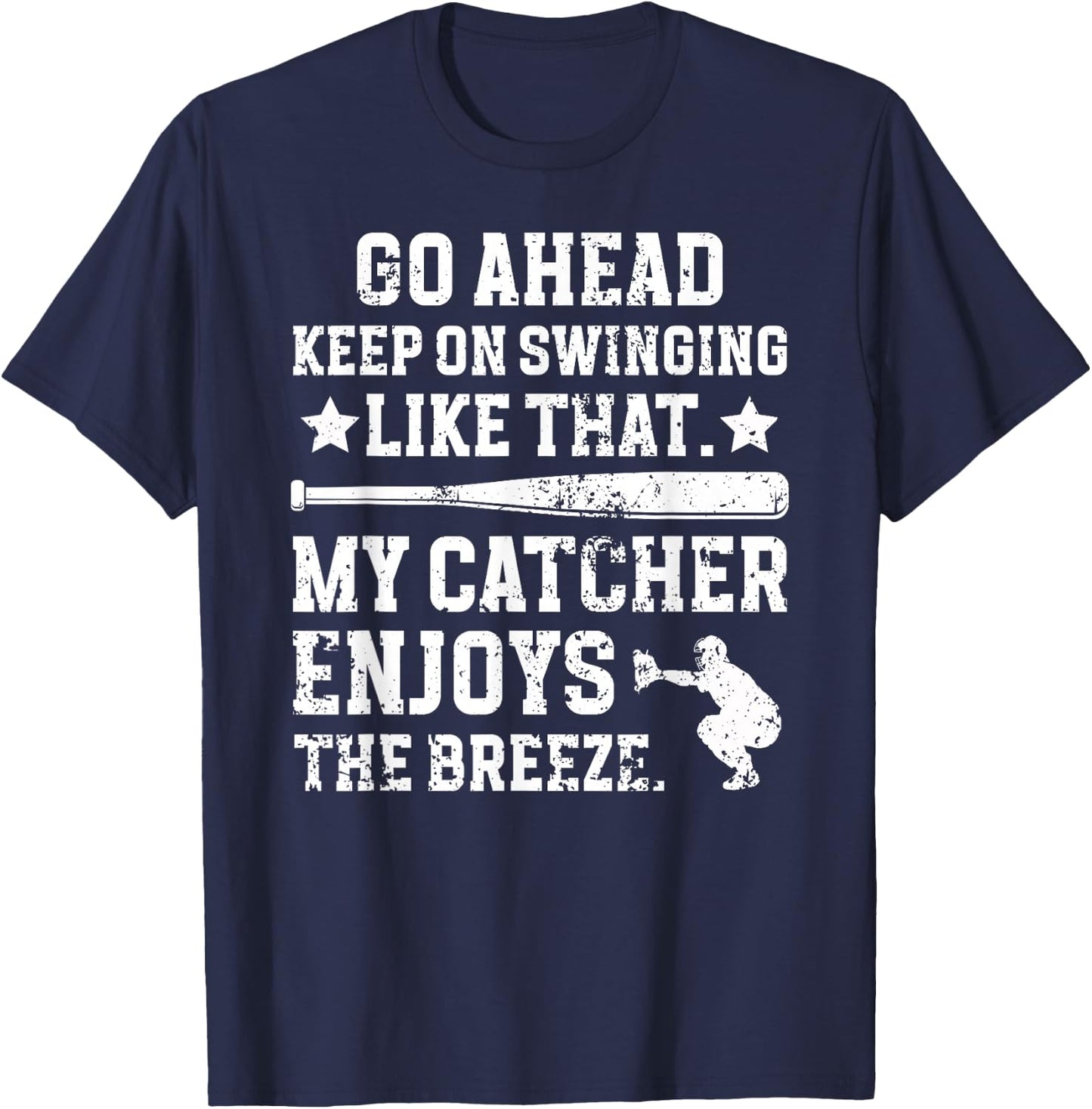 Funny Baseball Catcher Mom Of A Baseball Catcher Mama T-Shirt - T-Shirt | Navy