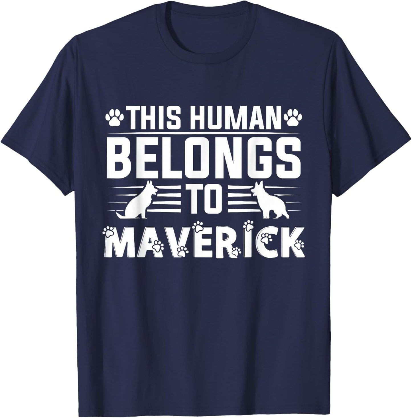 Dog Name Maverick Personalised Gift Maverick Dog T-Shirt - T-Shirt | Navy
