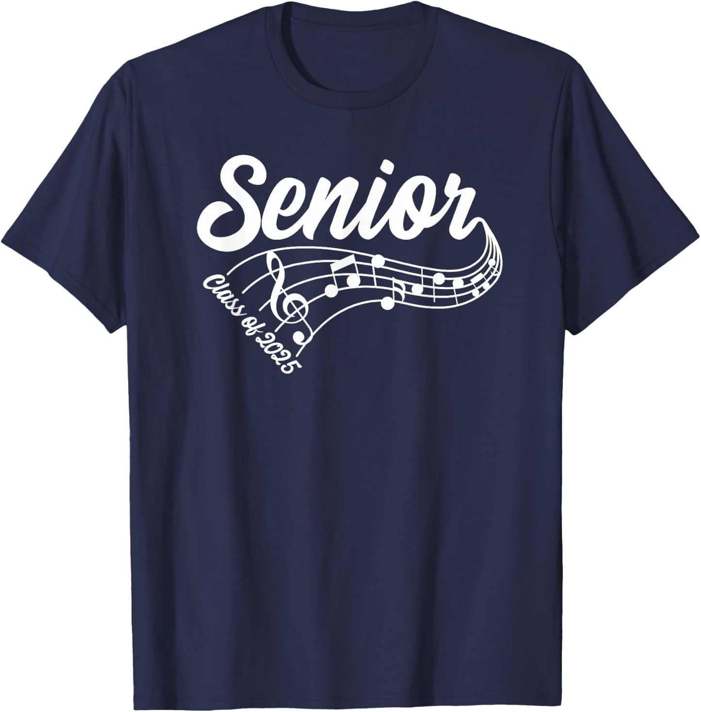2025 Senior Choir Band Orchestra Class of 2025 Music Notes T-Shirt - T-Shirt | Navy