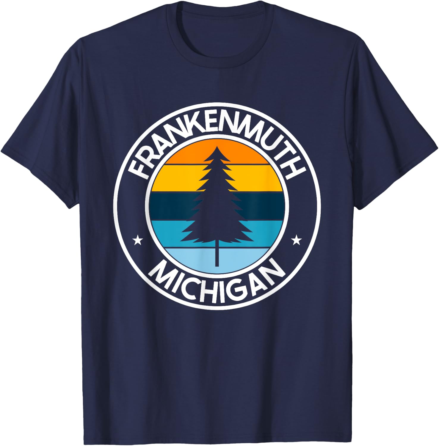 Frankenmuth Michigan MI USA City Pride Retro Sunset T-Shirt - T-Shirt | Navy