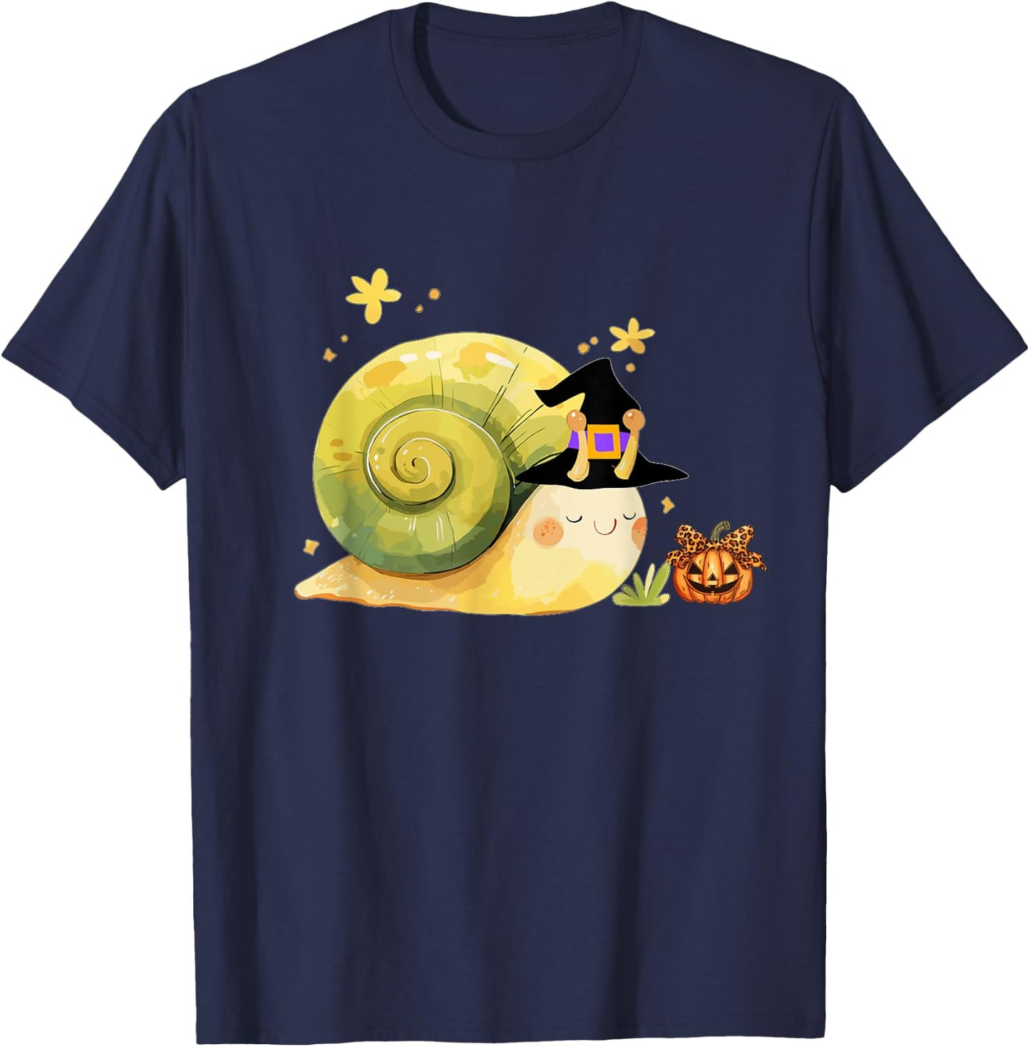 Cute Snail Witch Hat Pumpkin Halloween Costume Snails Lover T-Shirt - T-Shirt | Navy