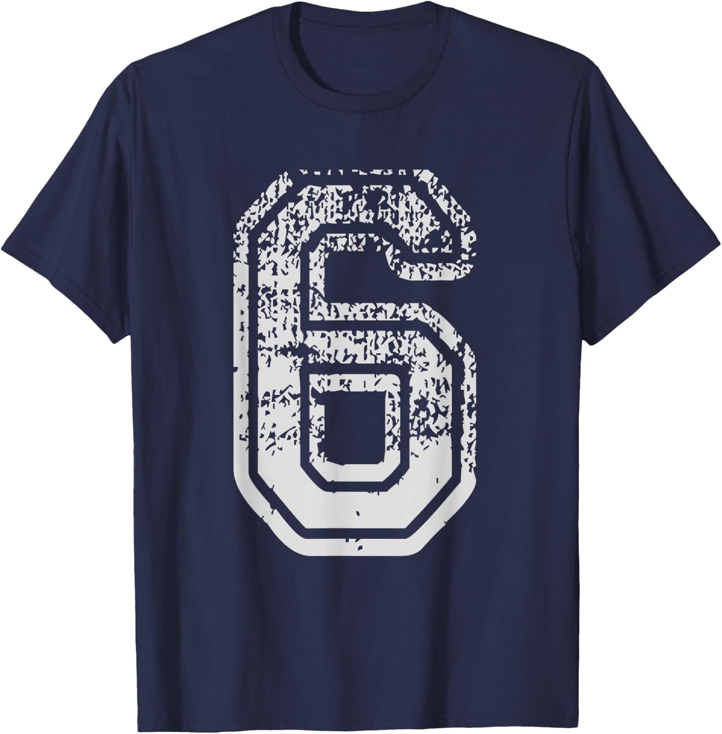 Team Jersey Uniforms Number 6 six School Sports Birthdays T-Shirt - T-Shirt | Navy