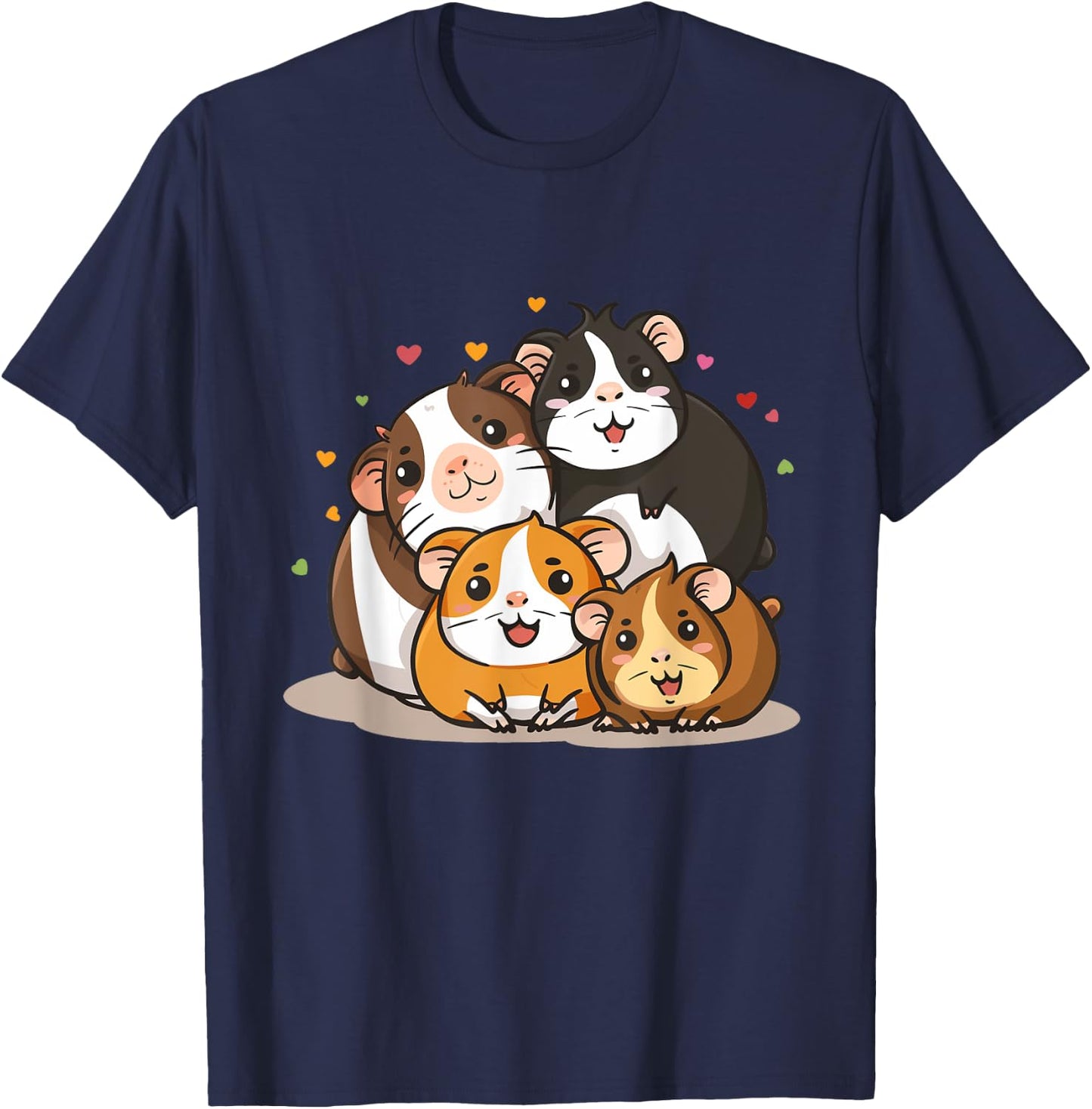 Giggling Guinea Pig Family Portrait T-Shirt - T-Shirt | Navy