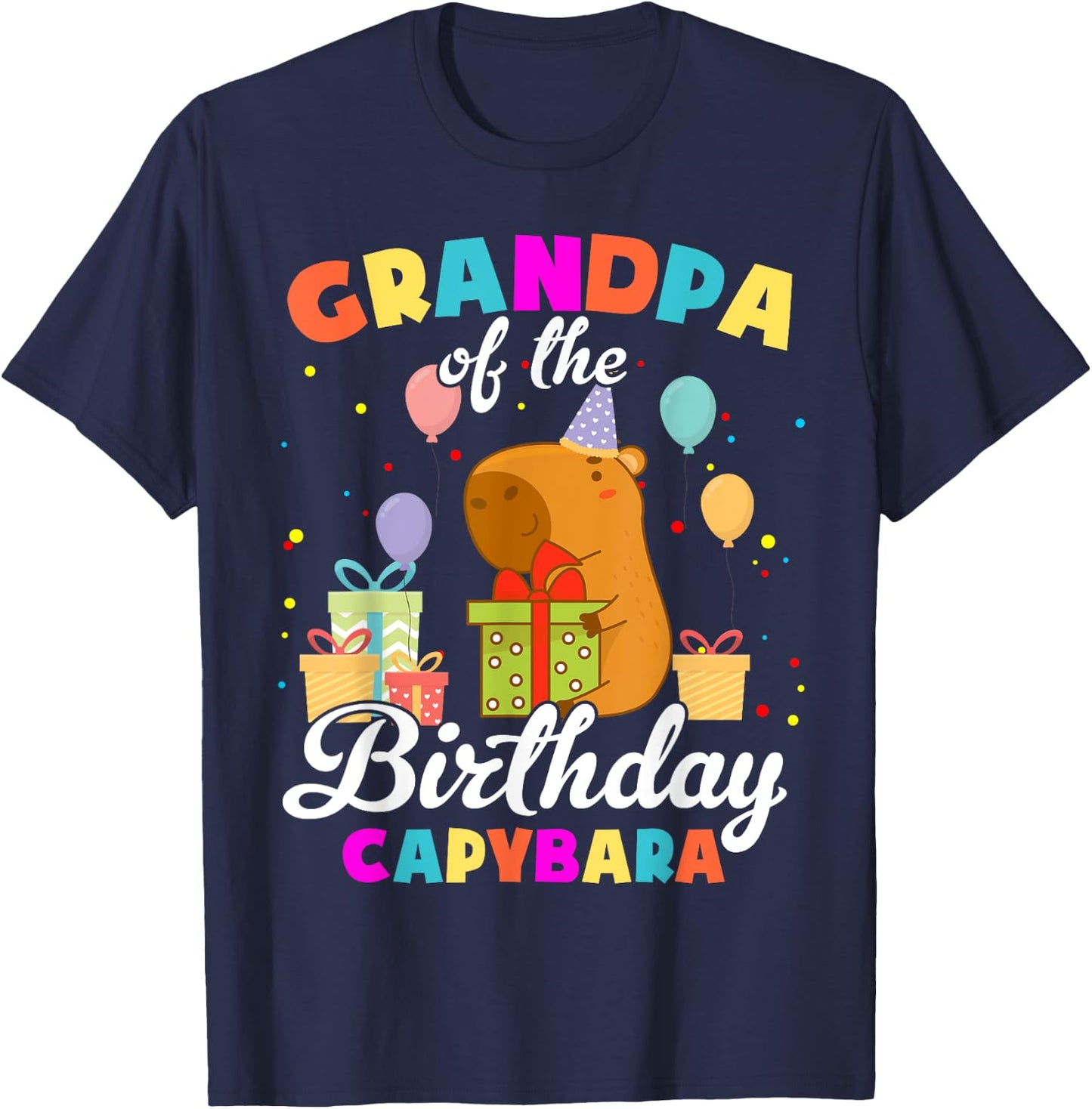 Grandpa Of The Birthday Capybara Family Party T-Shirt - T-Shirt | Navy