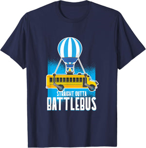 Straight Out The Battle Bus Gamer Video T-Shirt - T-Shirt | Navy