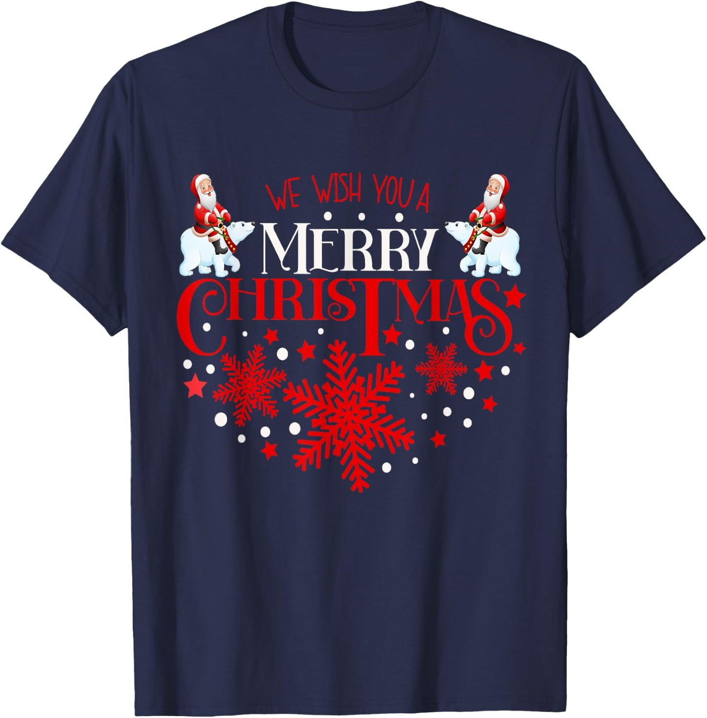 We wish you a merry Christmas Santa Riding a Icebear T-Shirt - T-Shirt | Navy