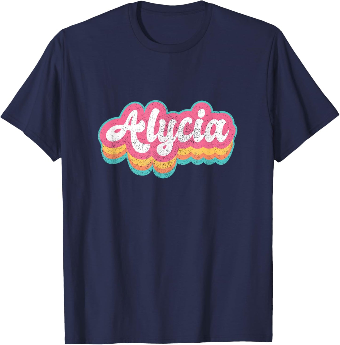 Alycia First Name Girl Vintage 70s 80s Personalized T-Shirt - T-Shirt | Navy