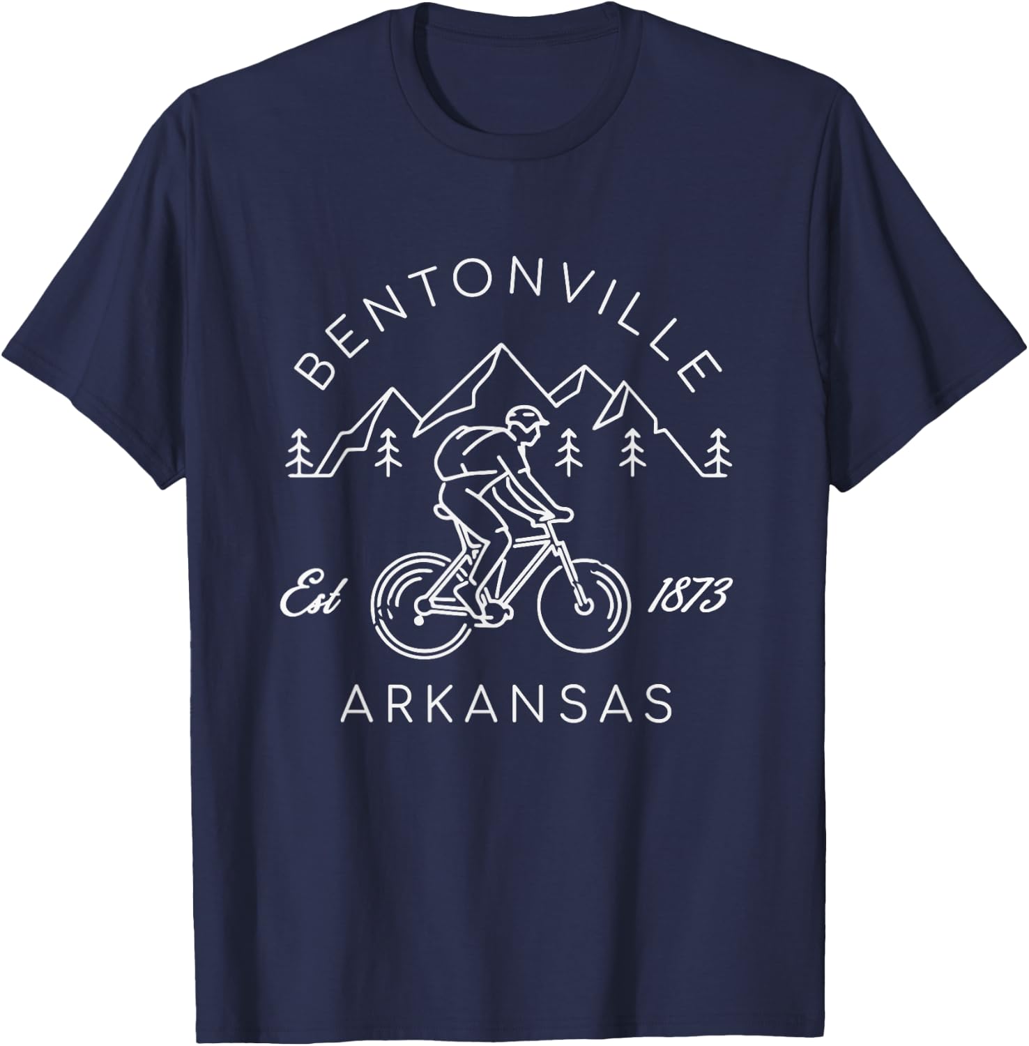Bentonville Arkansas Mountain Biking Cyclist Simple Line Art T-Shirt - T-Shirt | Navy