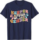 Gender Reveal Keeper of the Gender Groovy Flower Retro T-Shirt - T-Shirt | Navy