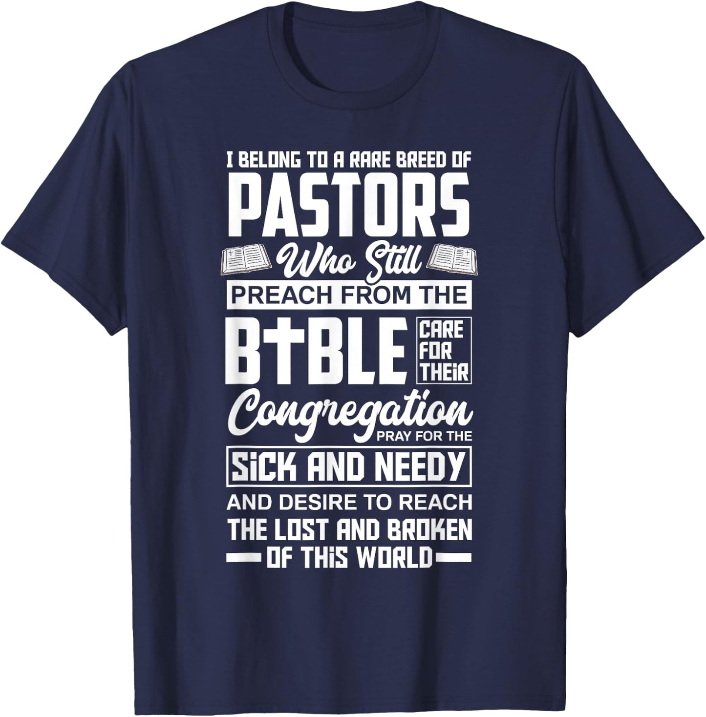 I Belong To A Rare Breed Of Pastors Minister Clergy Pastor T-Shirt - T-Shirt | Navy
