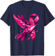 Hummingbird Flower Pink Ribbon Breast Cancer Awareness T-Shirt - T-Shirt | Navy