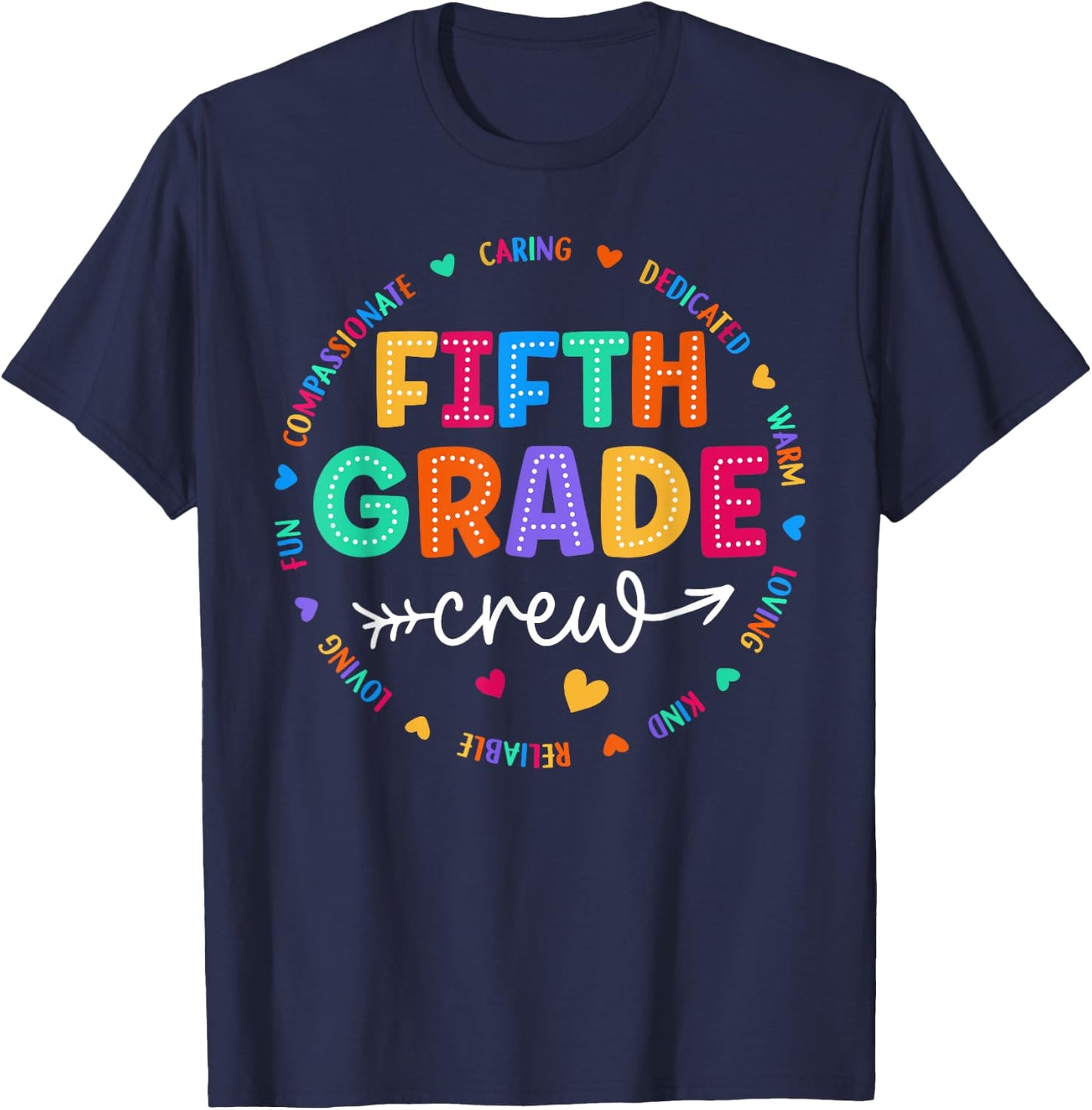 Fifth Grade Crew Back To School 5th Grade Teacher Student T-Shirt - T-Shirt | Navy