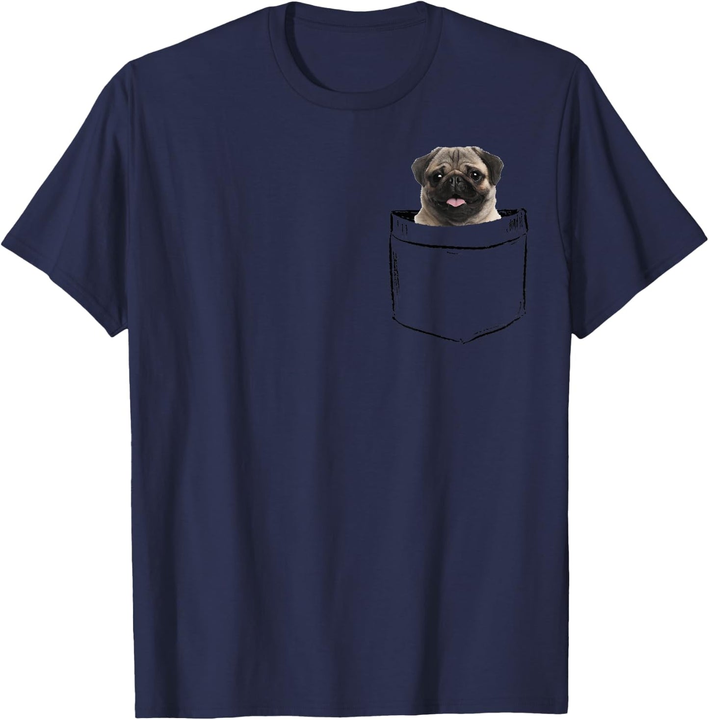 Pocket Pug Dog, Puppy Owners Dad Mom Boy Girl Funny T-Shirt - T-Shirt | Navy