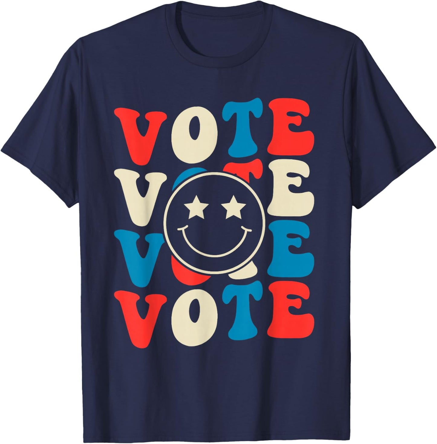 Vote Election 2025 Cute Retro Groovy American Voter Girls T-Shirt - T-Shirt | Navy