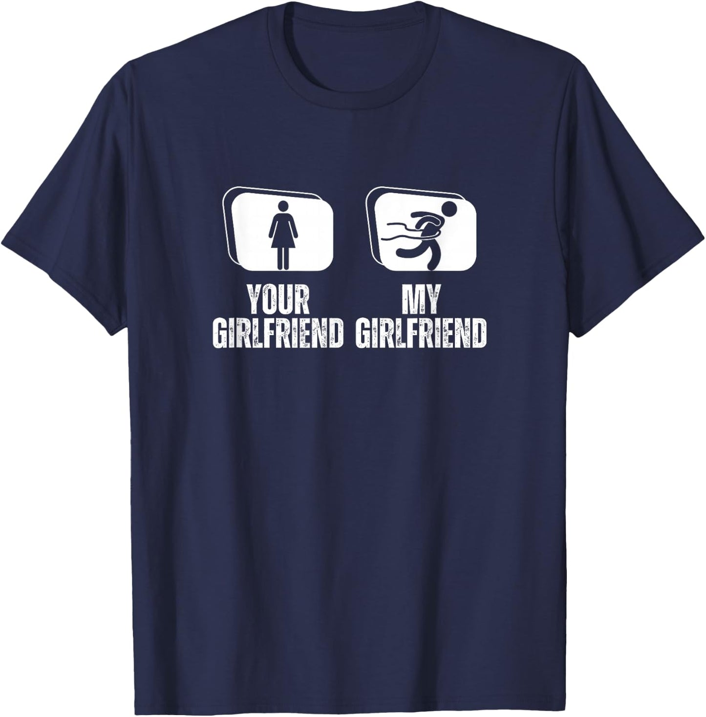 Your Girlfriend My Girlfriend Proud Boyfriend Marathon T-Shirt - T-Shirt | Navy