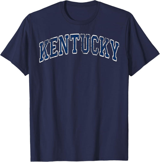 Kentucky KY Retro Vintage Athletic Sports Design Blue Style T-Shirt - T-Shirt | Navy