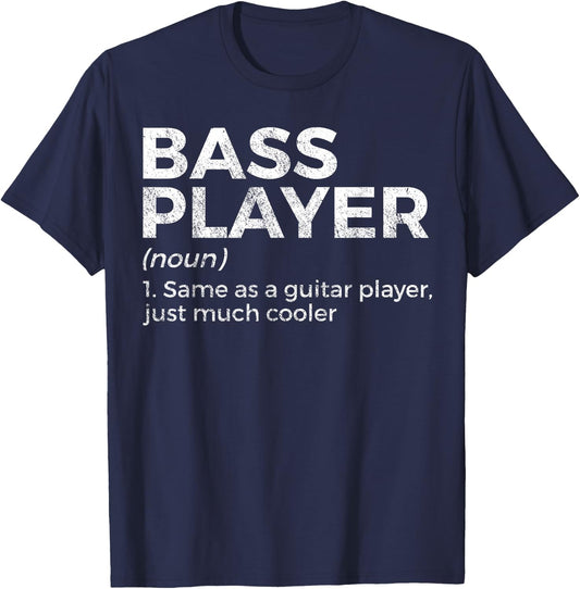 Bass Guitar Player Apparel Bass Player Definition Bassist For Musicians -Adults, -Kids Black Small T-Shirt - T-Shirt | Navy