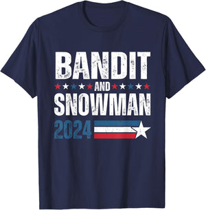 Bandit And Snowman 2024 Election USA Flag T-Shirt - T-Shirt | Navy