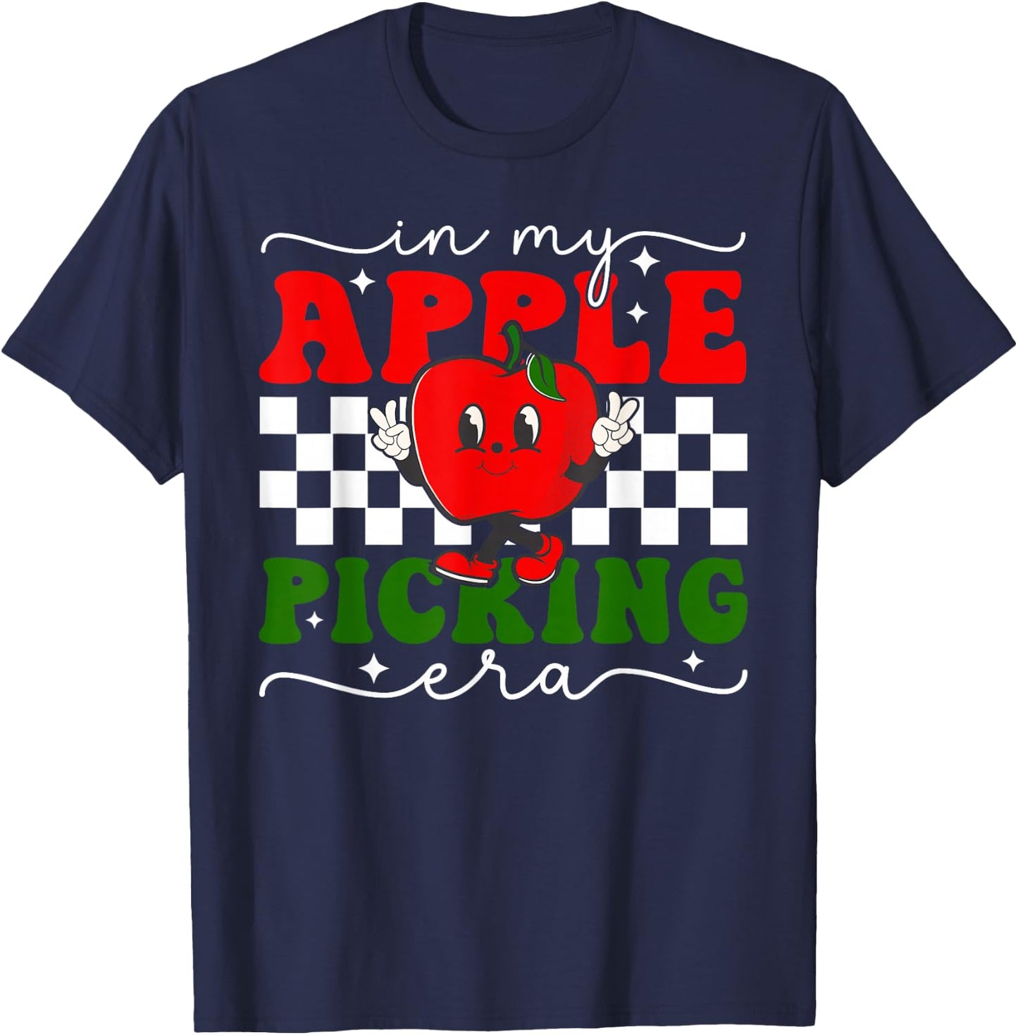 In My Apple Picking Era Retro Harvest Season Fall Autumn T-Shirt - T-Shirt | Navy
