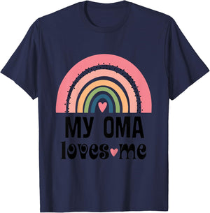 My Oma Loves Me Granddaughter Rainbow T-Shirt - T-Shirt | Navy