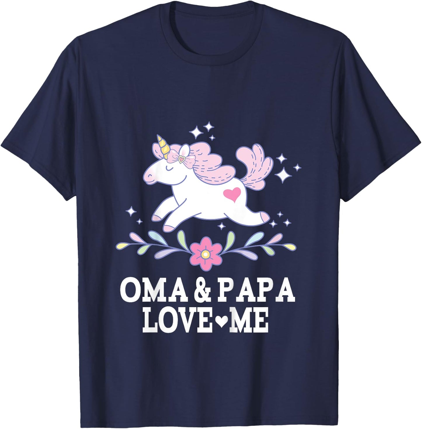 Oma and Papa Love Me Granddaughter Unicorn T-Shirt - T-Shirt | Navy