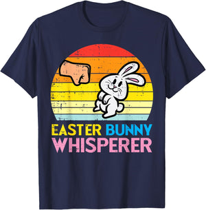 Easter Bunny Whisperer Fist Bump Retro Rabbit Men Women Kids T-Shirt - T-Shirt | Navy