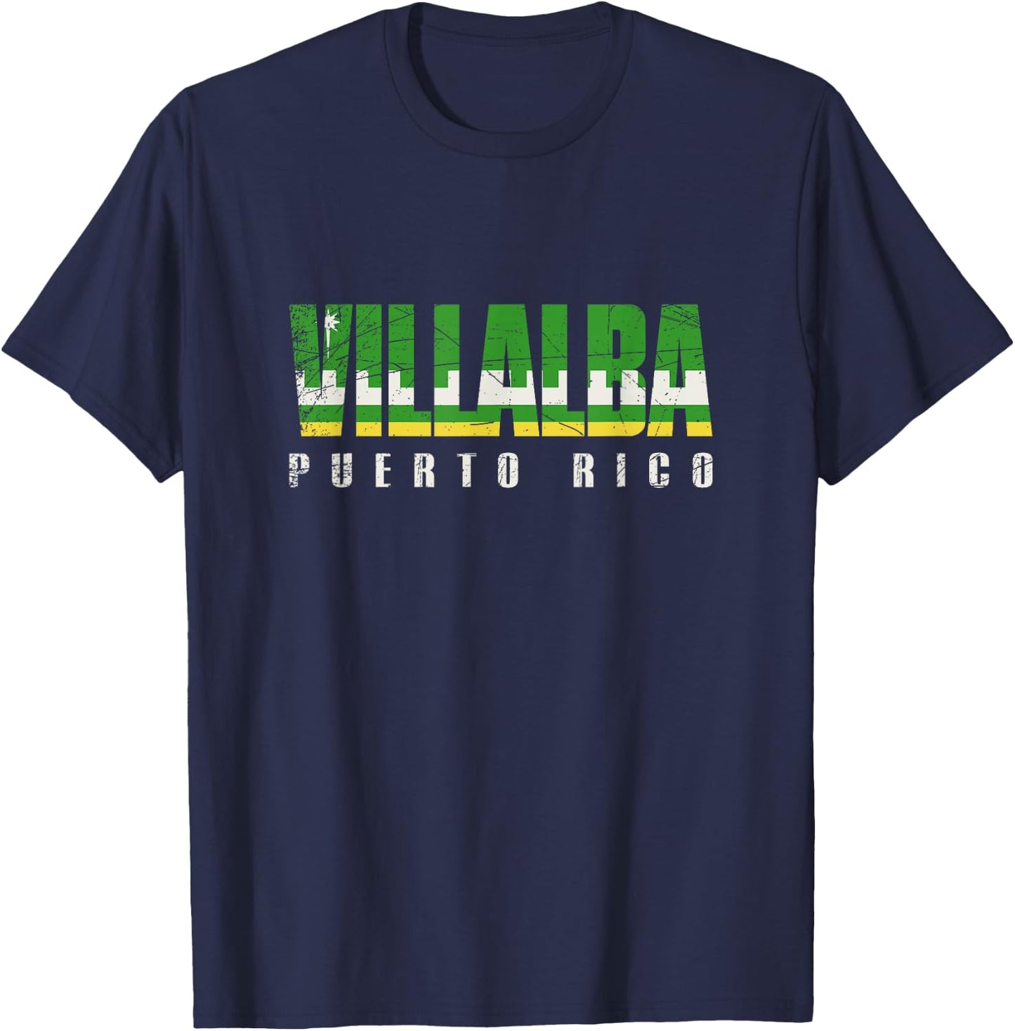 Villalba City in Puerto Rico, Villalba Flag T-Shirt - T-Shirt | Navy