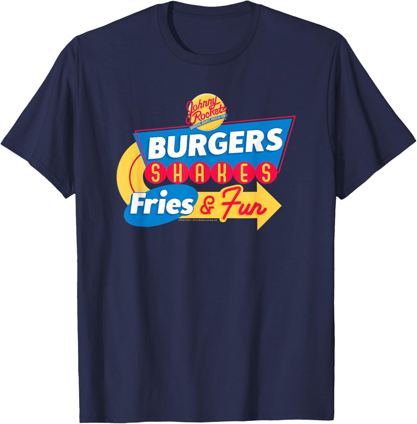 Johnny Rockets Direction Sign Fast Food T-Shirt - T-Shirt | Navy