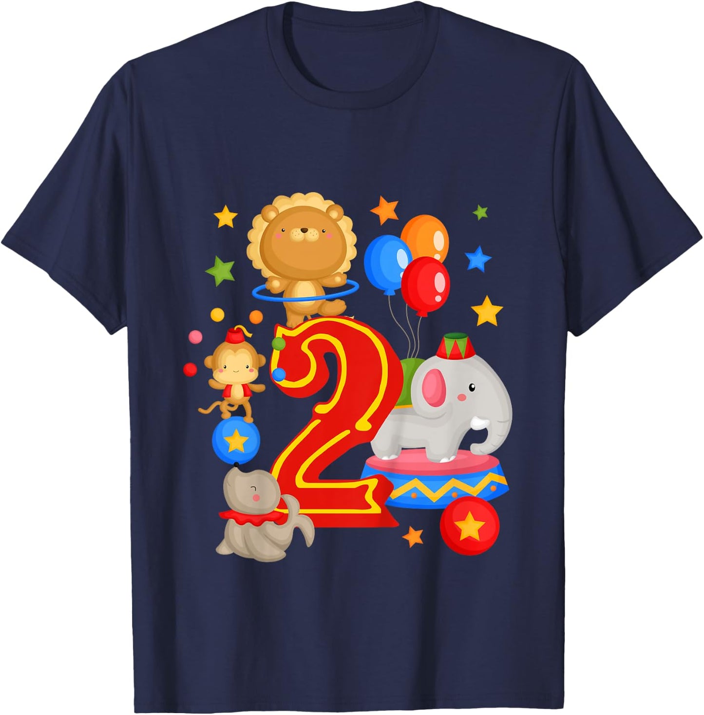 Circus Birthday 2nd Birthday Carnival 2 Years Old T-Shirt - T-Shirt | Navy