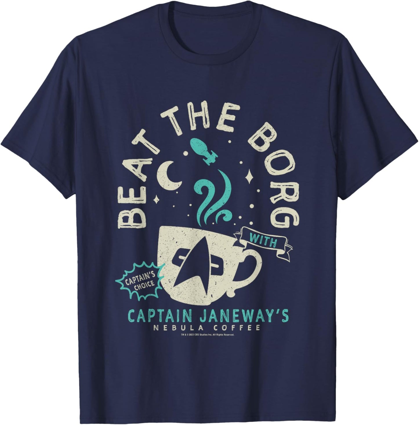 Star Trek: Voyager Captain Janeway's Beat The Borg Cup T-Shirt - T-Shirt | Navy