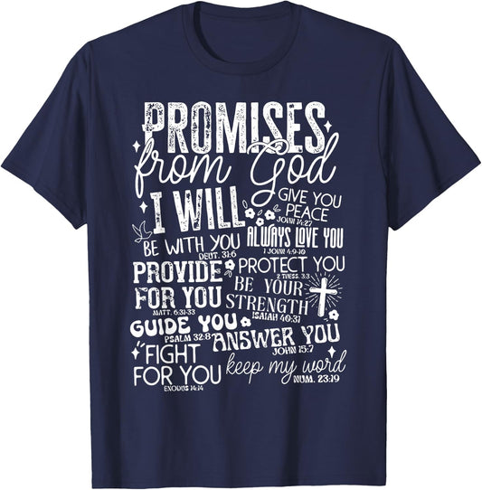 Promises From God I Will T-Shirt - T-Shirt | Navy