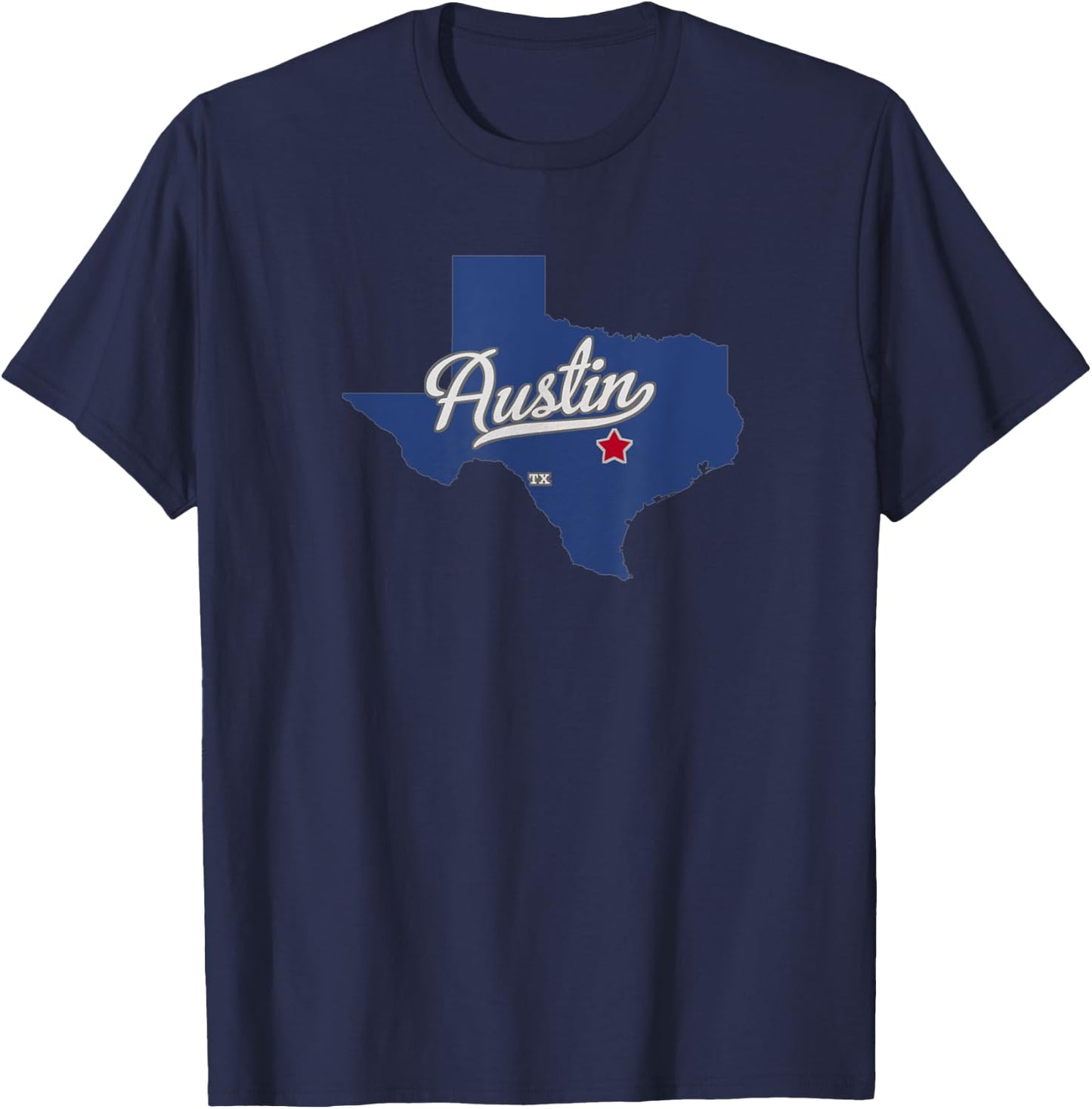 Austin Texas TX Map T-Shirt - T-Shirt | Navy