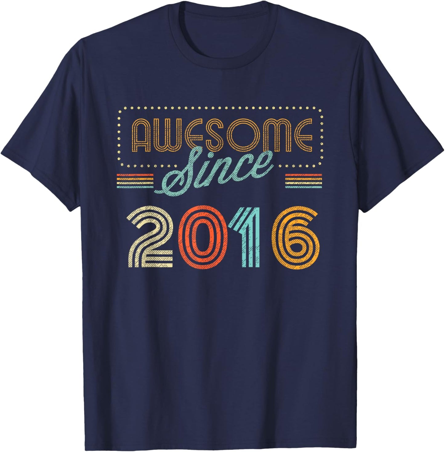 Awesome Since 2016 Year of Birth Birthday T-Shirt - T-Shirt | Navy