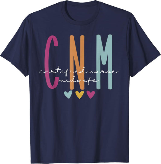 Retro CNM Certified Nurse Midwife Labor And Delivery Nurse T-Shirt - T-Shirt | Navy