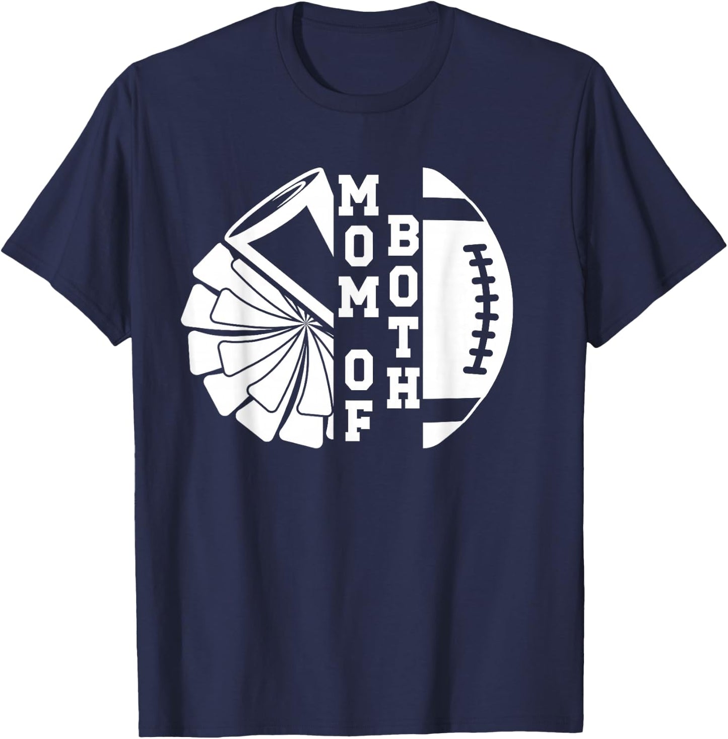 Mom of Both Proud Football and Cheer Mom T-Shirt - T-Shirt | Navy