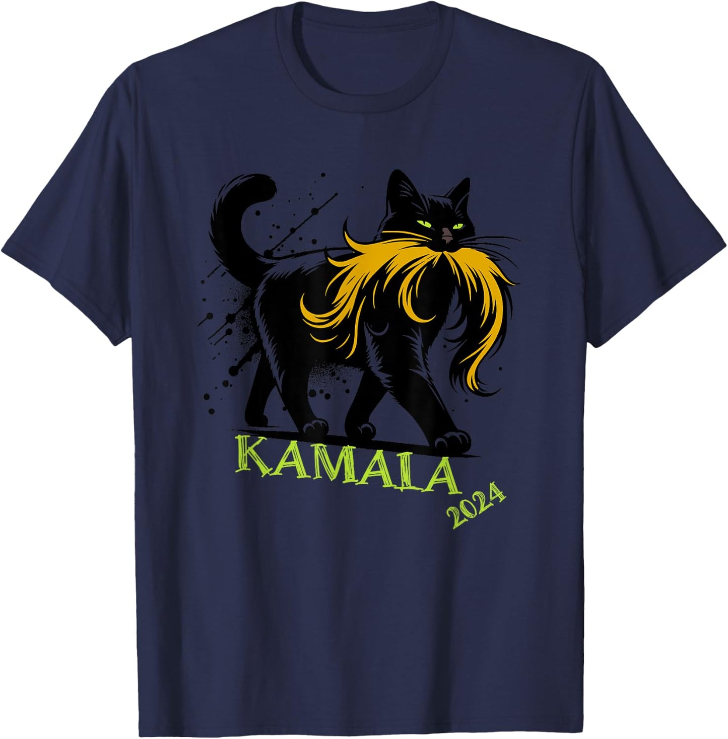 Kamala Harris Funny Retro Childless Cat Lady President 2024 T-Shirt - T-Shirt | Navy