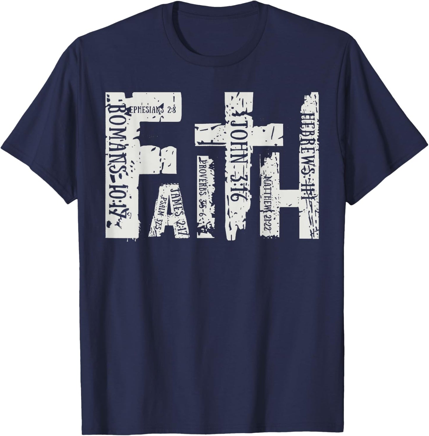 Faith Over Fear Christian Jesus Faith Retro Christian T-Shirt - T-Shirt | Navy