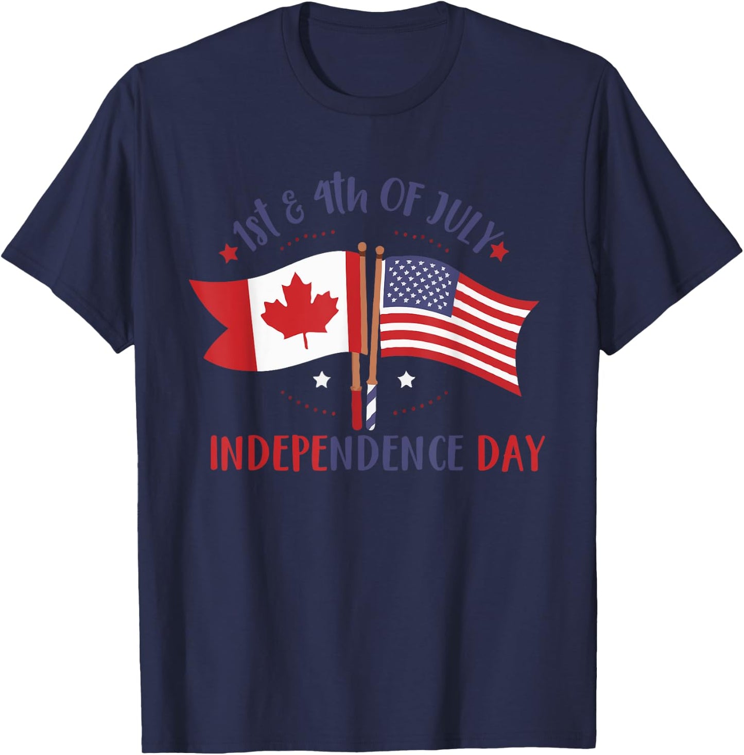 HAPPY INDEPENDENCE DAY Canadian American FLAG 4th of July Men T-Shirt - T-Shirt | Navy
