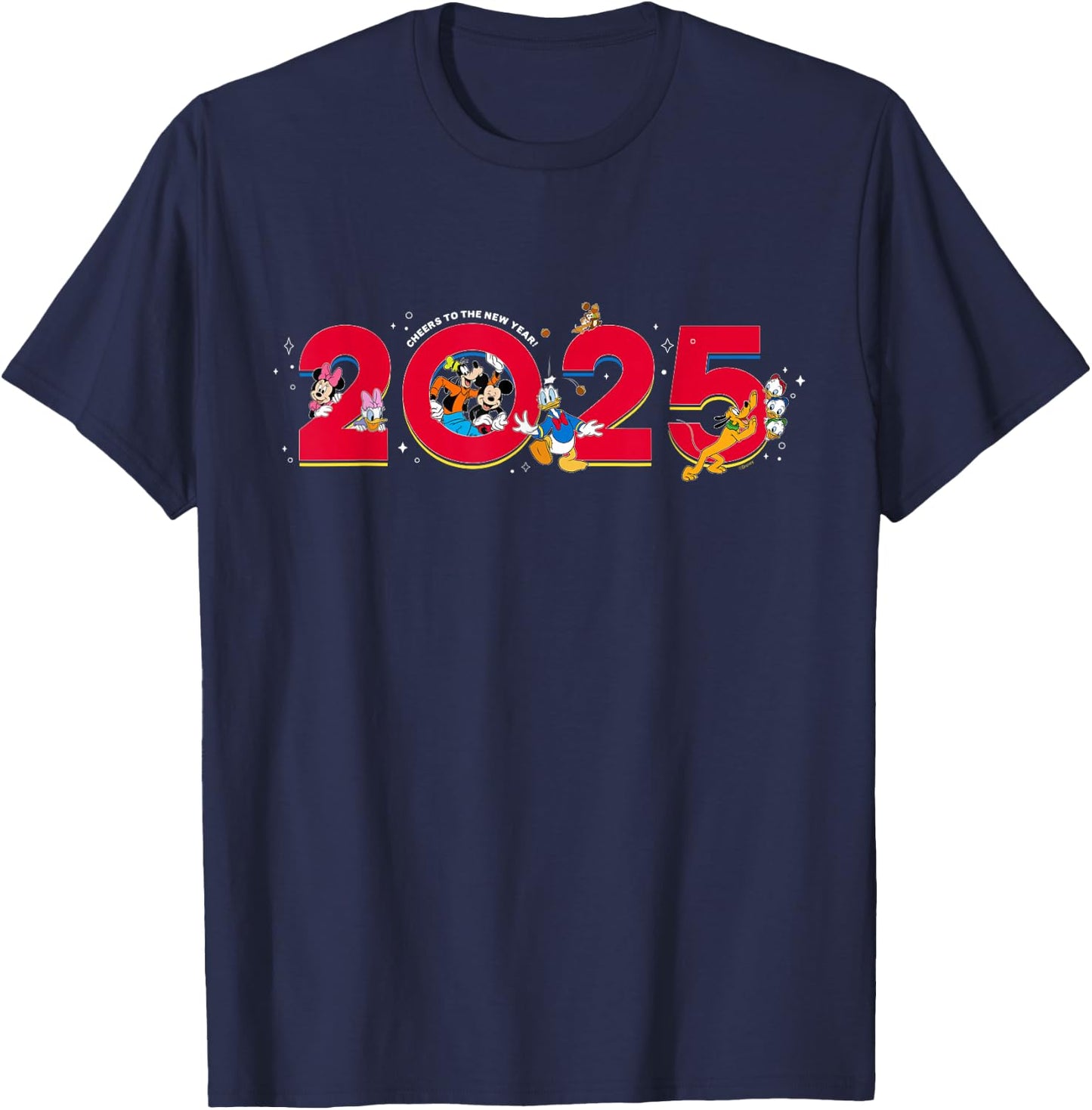 Disney Characters Mickey & Pals Cheers to The New Year 2025 T-Shirt - T-Shirt | Navy