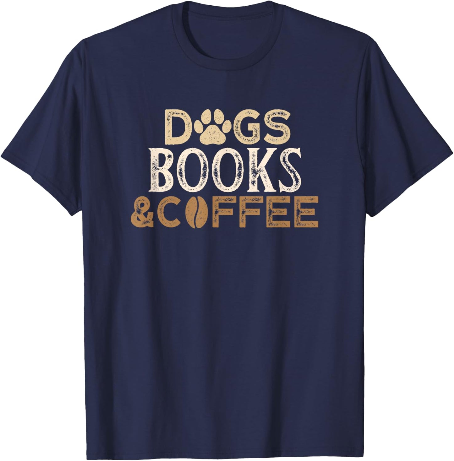 Dogs Books & Coffee T-Shirt - T-Shirt | Navy