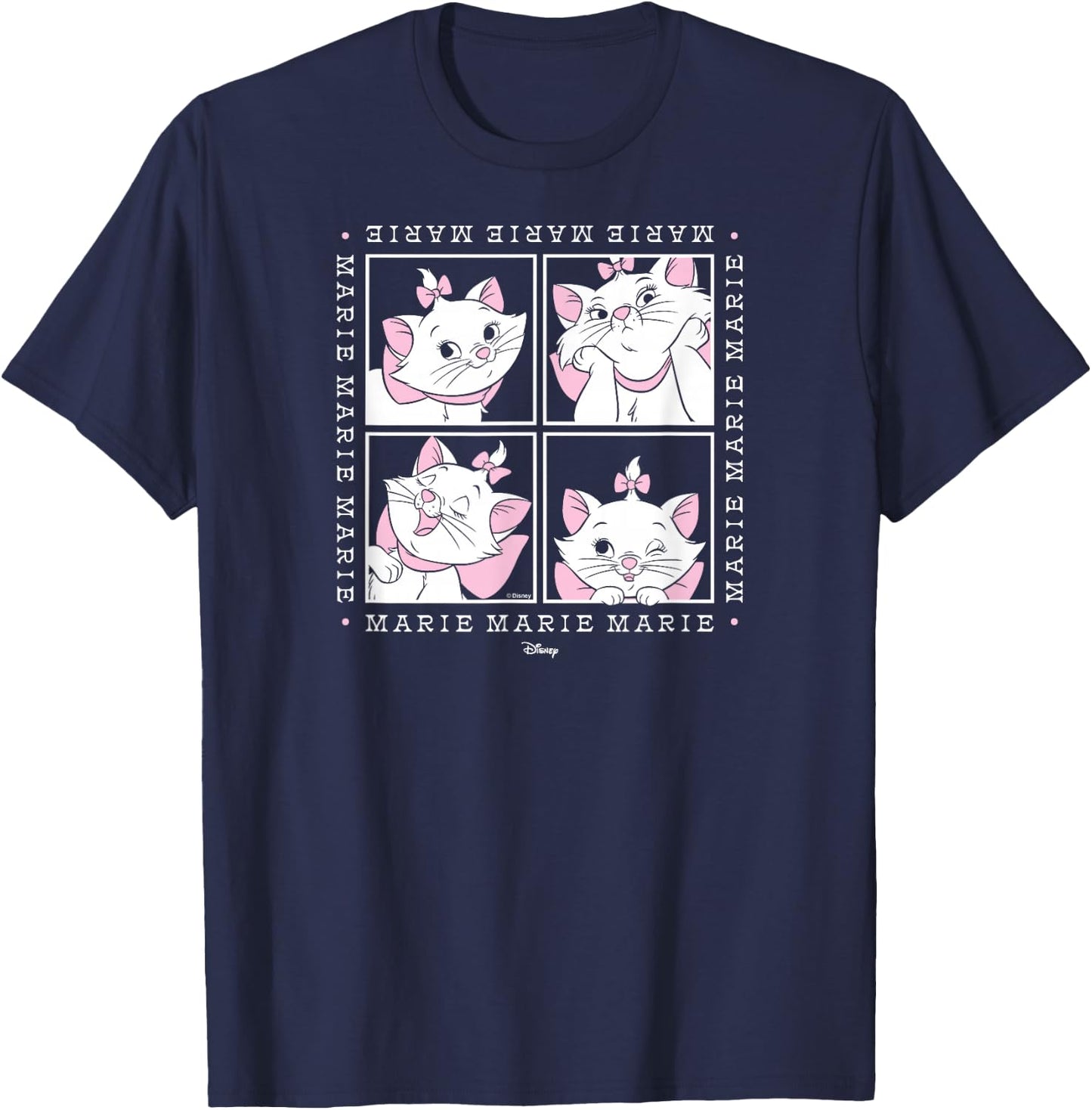 The Aristocats - Marie White Cat Character Face Grid T-Shirt - T-Shirt | Navy