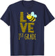 Love 1st Grade Back To School Yellow Bee 1st Grade Teacher T-Shirt - T-Shirt | Navy