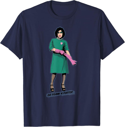 Rocky Horror Show Dr Frank N Furter Pink Gloves T-Shirt - T-Shirt | Navy