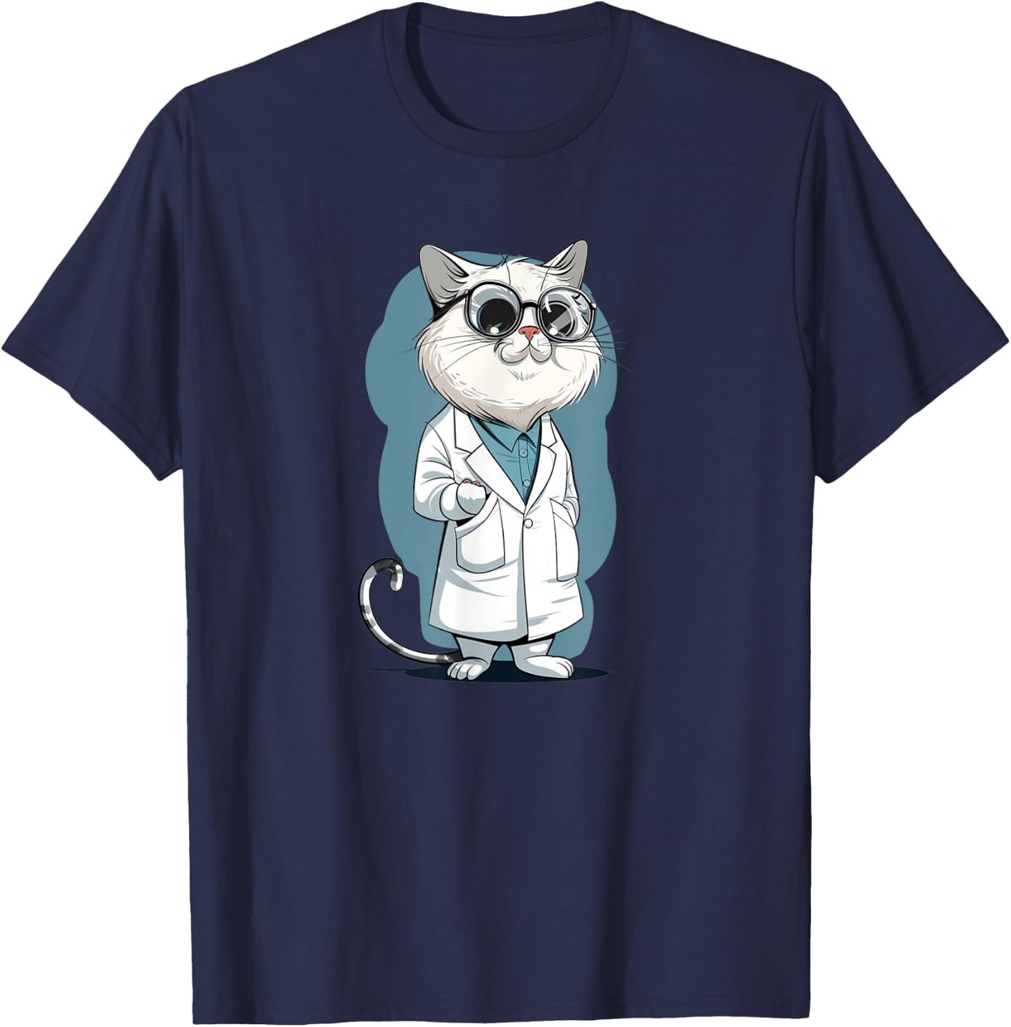 Cool Lab Cat for scientific method and Science Lovers T-Shirt - T-Shirt | Navy