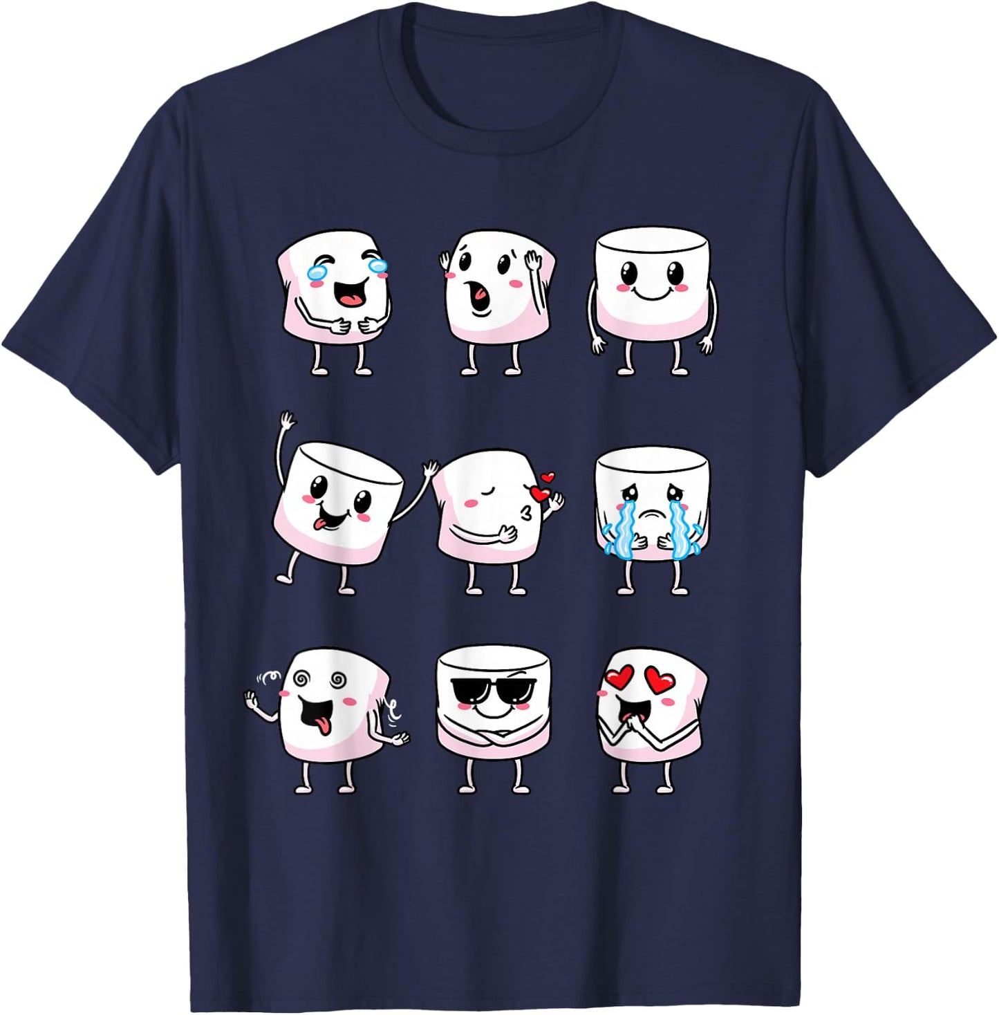 Marshmallow Designs Camper Camping Men Women T-Shirt - T-Shirt | Navy