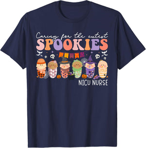Caring For The Cutest Little Spookies NICU Nurse Halloween T-Shirt - T-Shirt | Navy